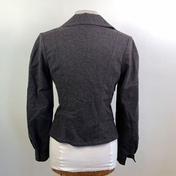 Vtg Anthropologie Burning Torch Wool Zip Blazer Coat S Brown Jacket Academia Y2K - Picture 4 of 15